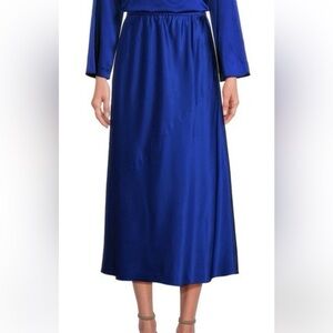NWT Eileen Fisher Stretch Silk Charmeuse Bias Skirt Sz M Lapis Blue